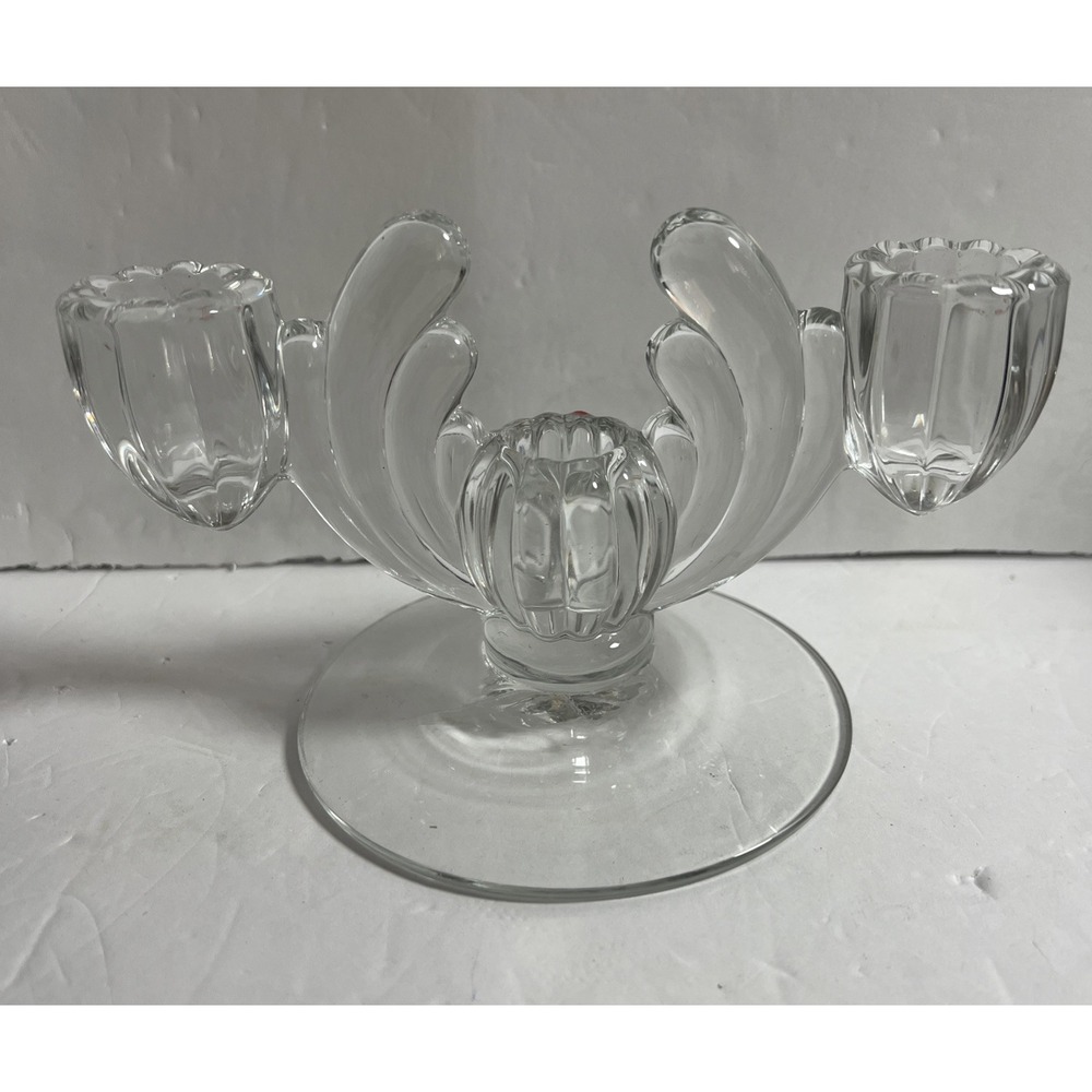 Heisey Glass Cristolite Triple Light Candle Holder X2